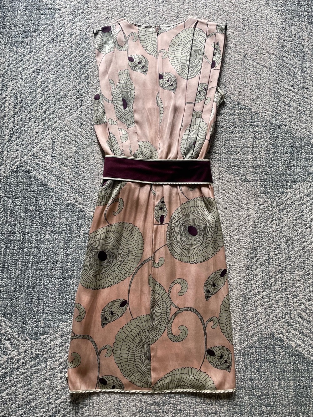 Vintage LA PERLA Main Line Silk Dress Medallion Floral Print Dusty Rose Purple - Picture 9 of 13